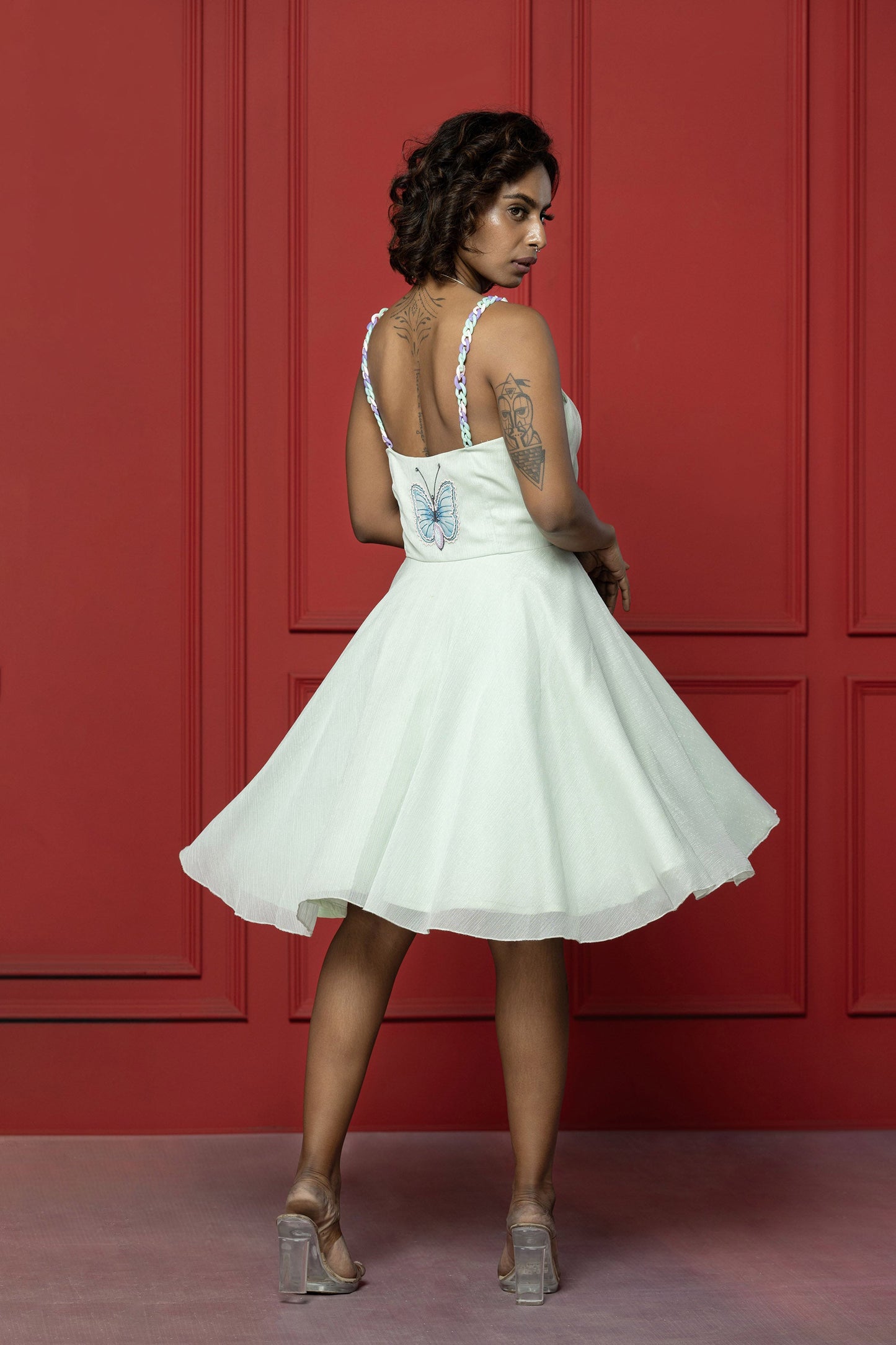 Pastel Green Organza Butterfly Frock