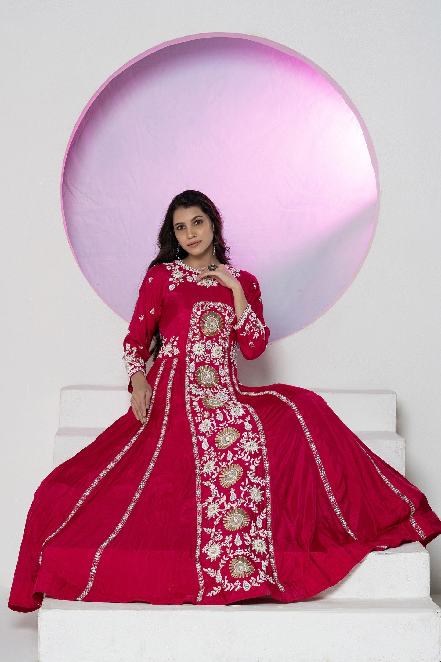 Fuchsia Pink Dola Silk Gown