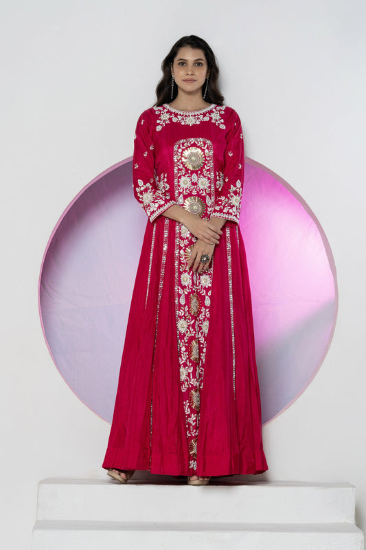 Fuchsia Pink Dola Silk Gown