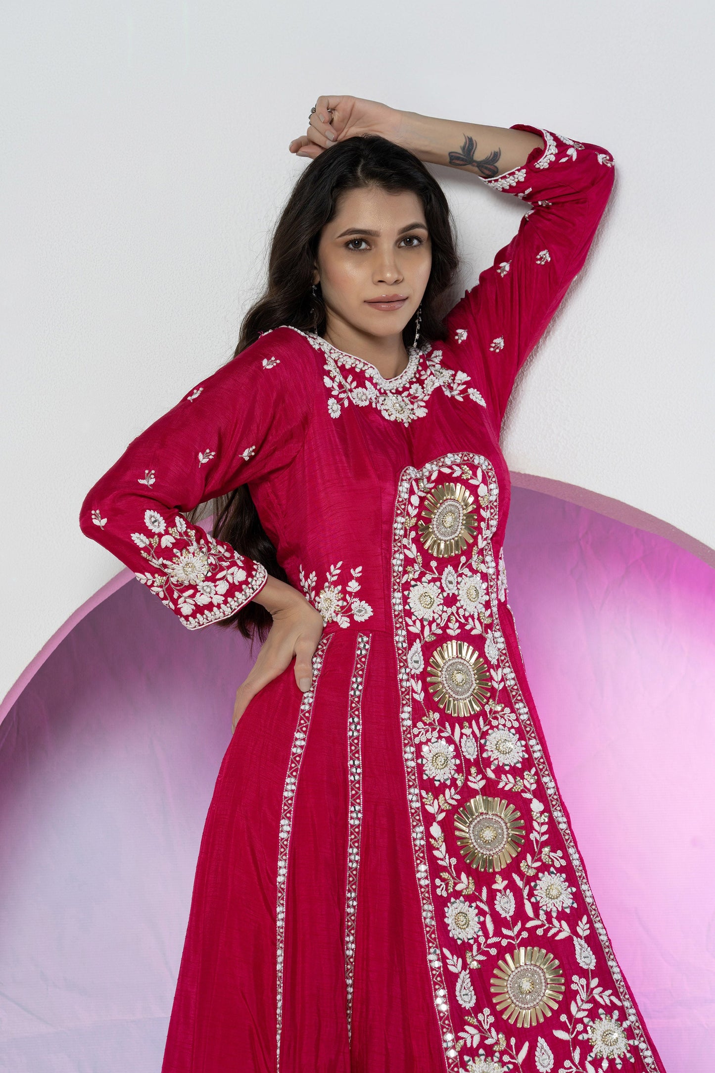 Fuchsia Pink Dola Silk Gown