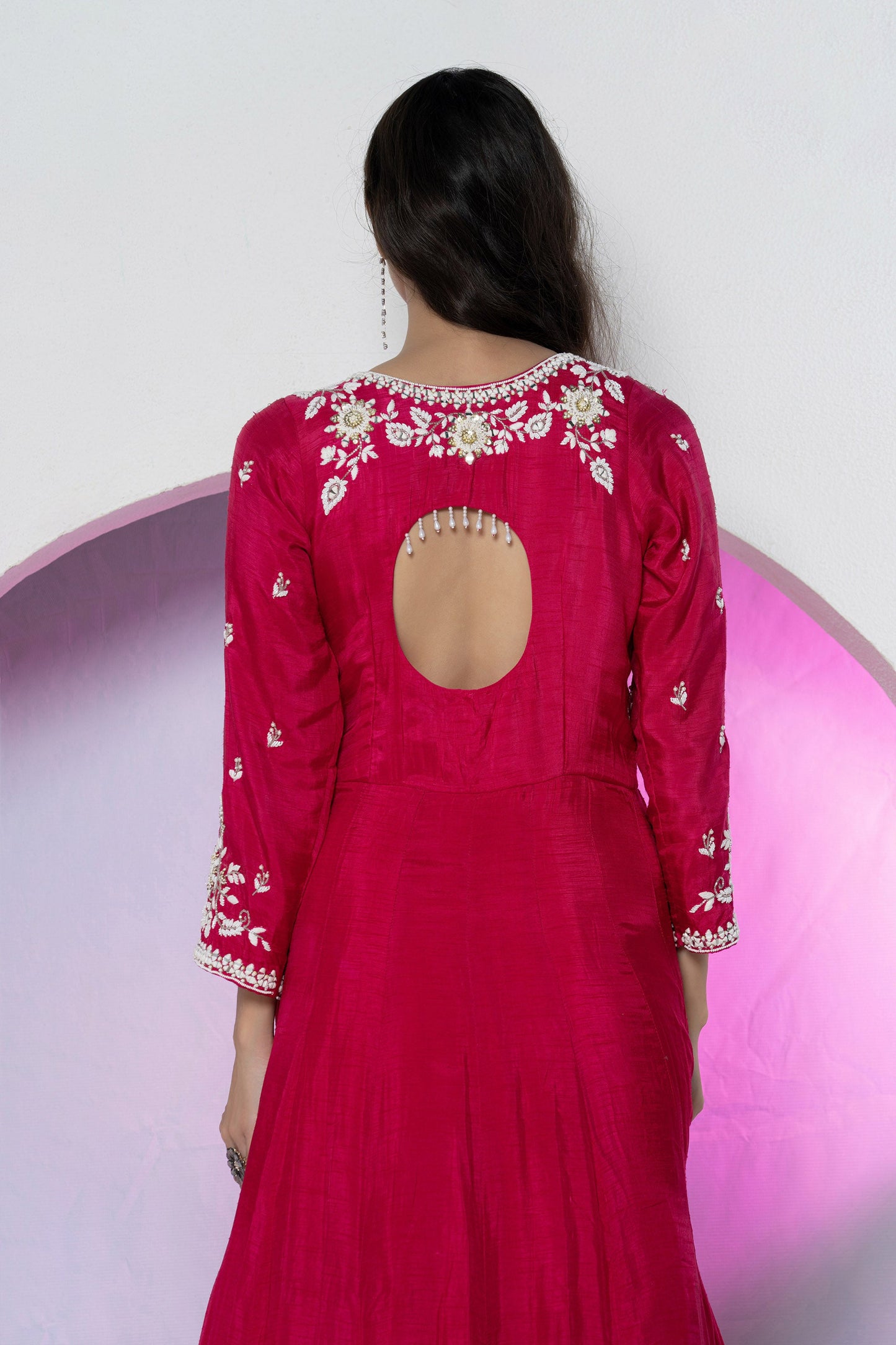 Fuchsia Pink Dola Silk Gown