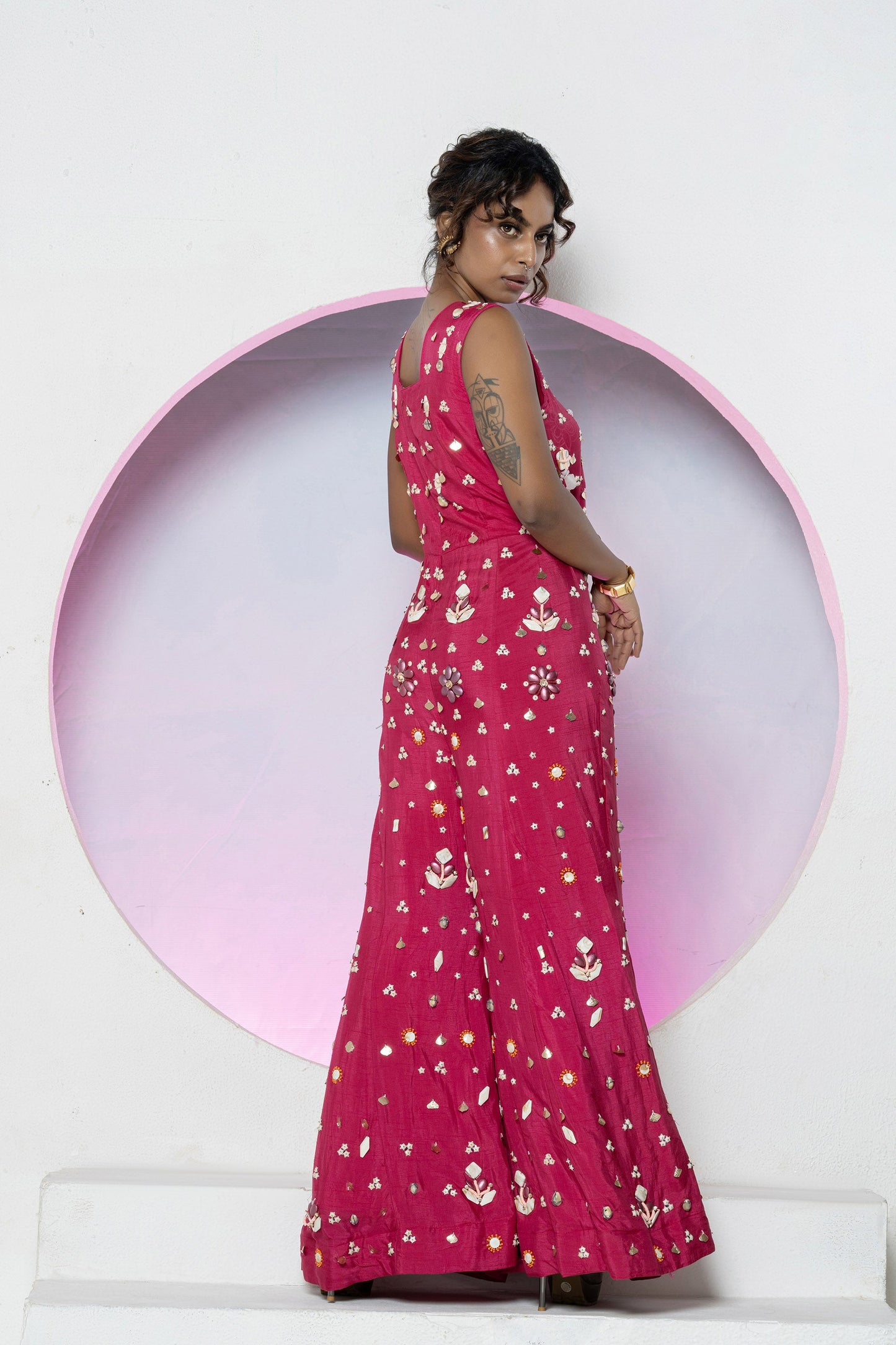 Vibrant Pink Dola Silk Jumpsuit