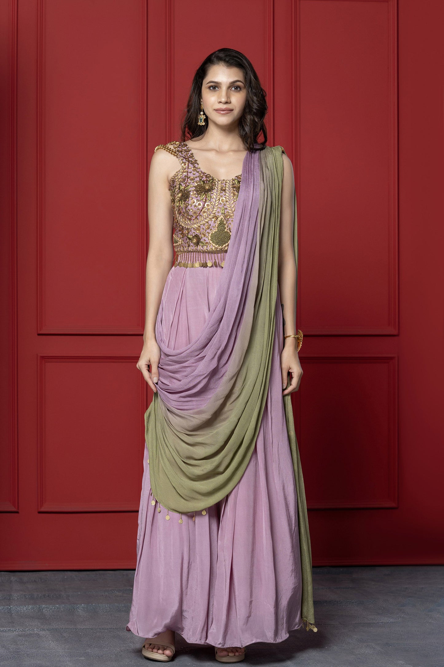 Mauve Chinnon Shaded Palazzo Drape