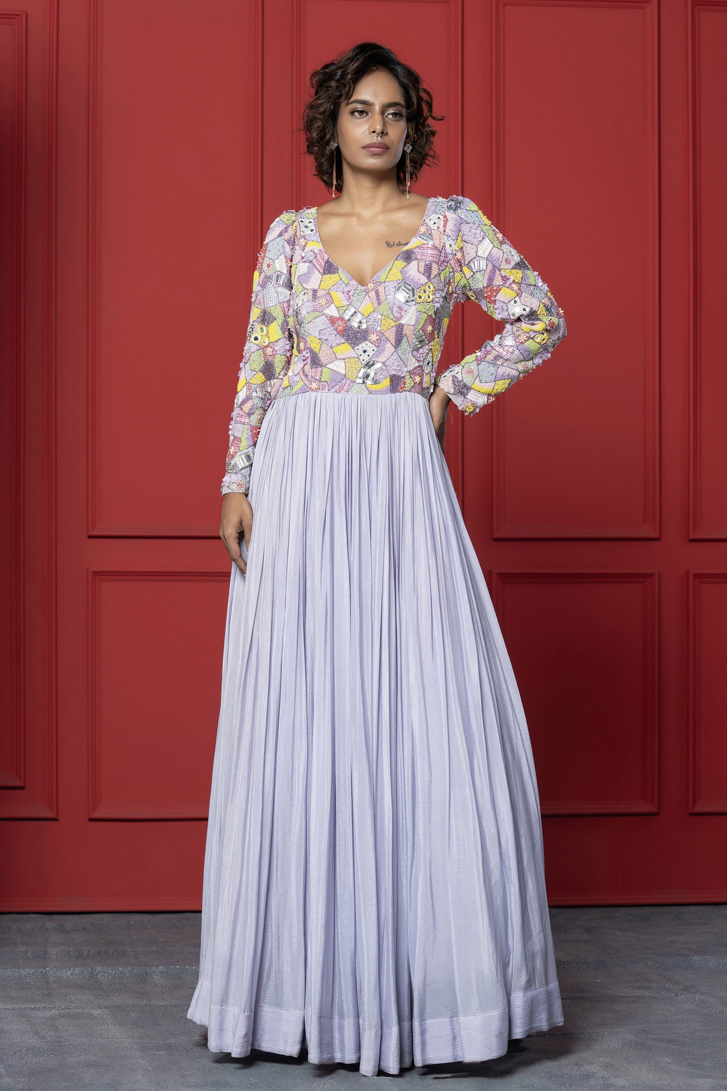 Lilac Chinnon Embroidered Ensemble