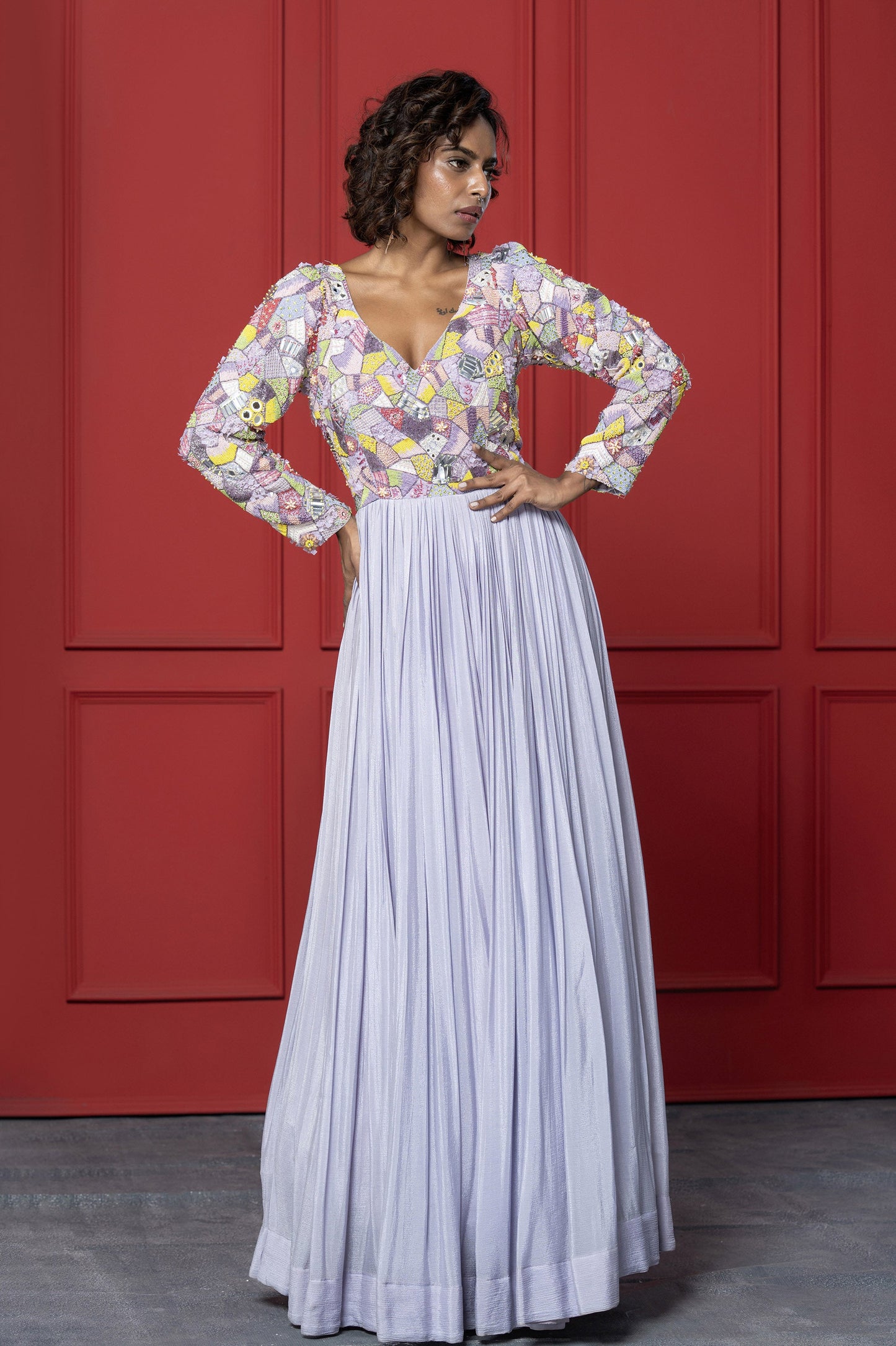 Lilac Chinnon Embroidered Ensemble