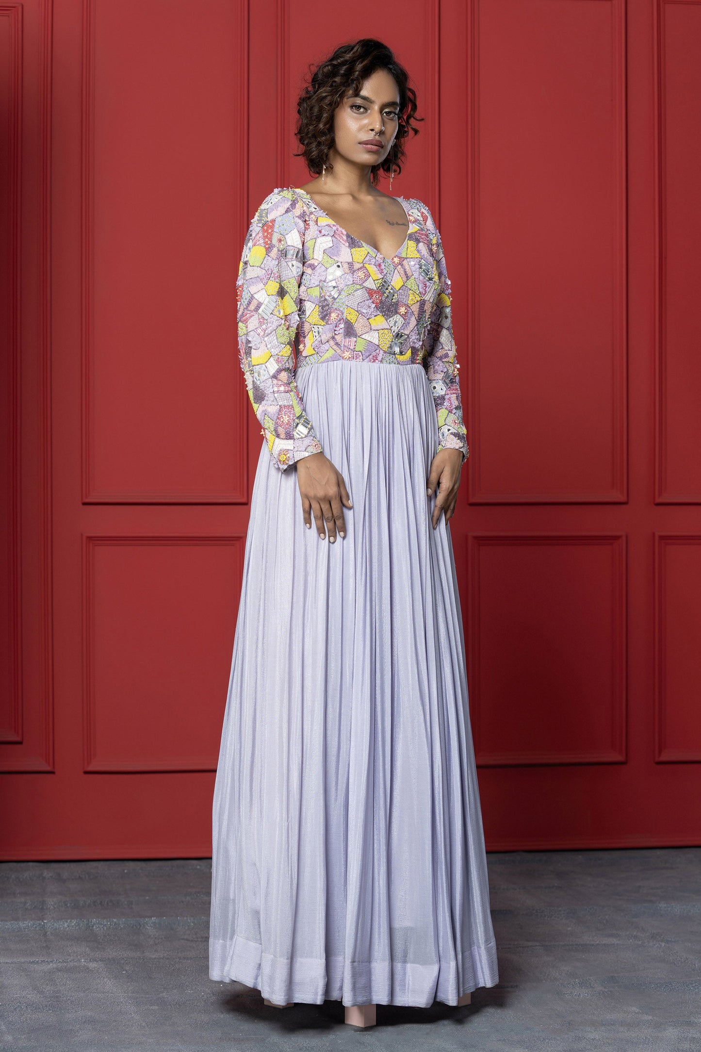 Lilac Chinnon Embroidered Ensemble