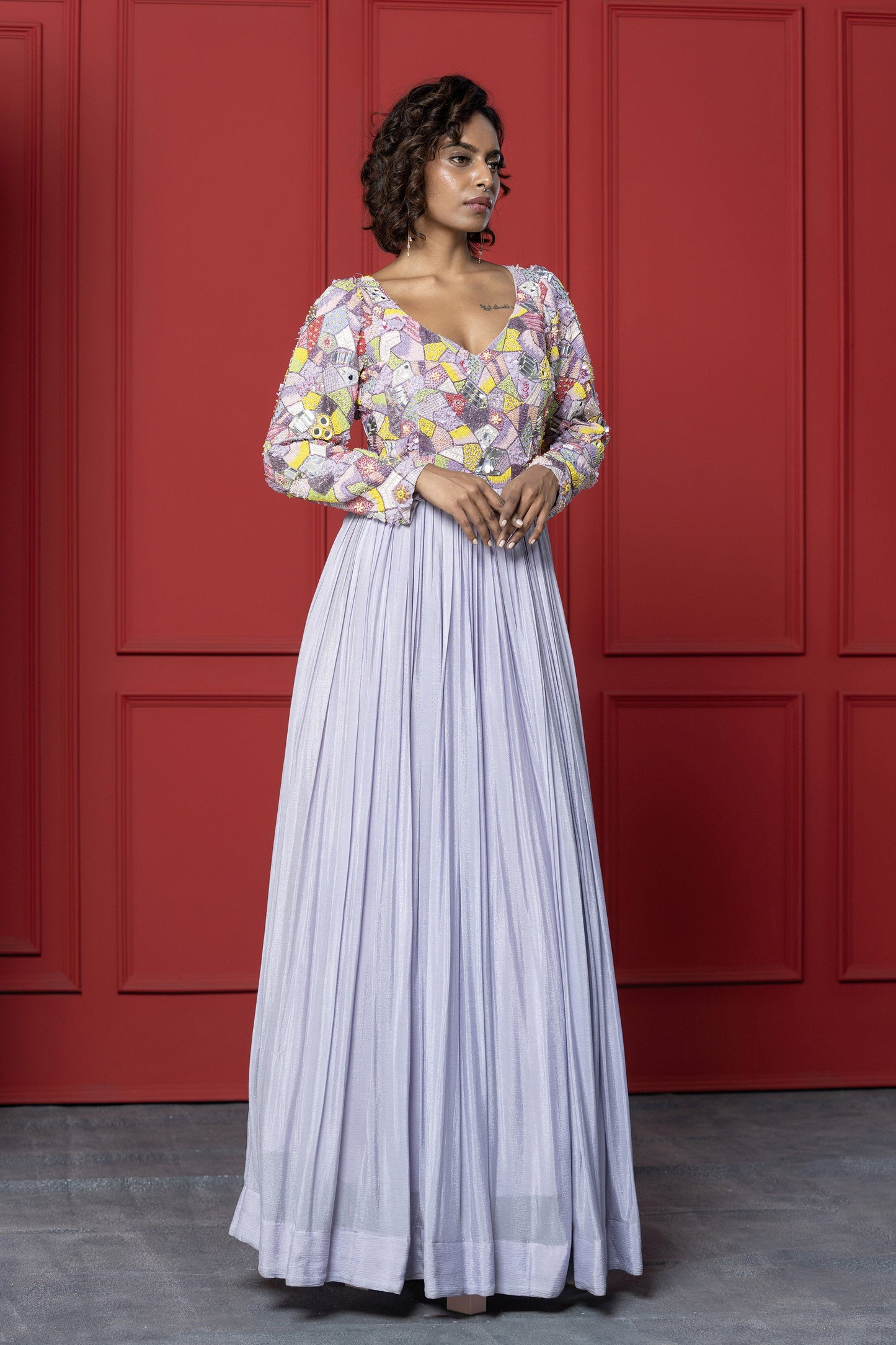 Lilac Chinnon Embroidered Ensemble