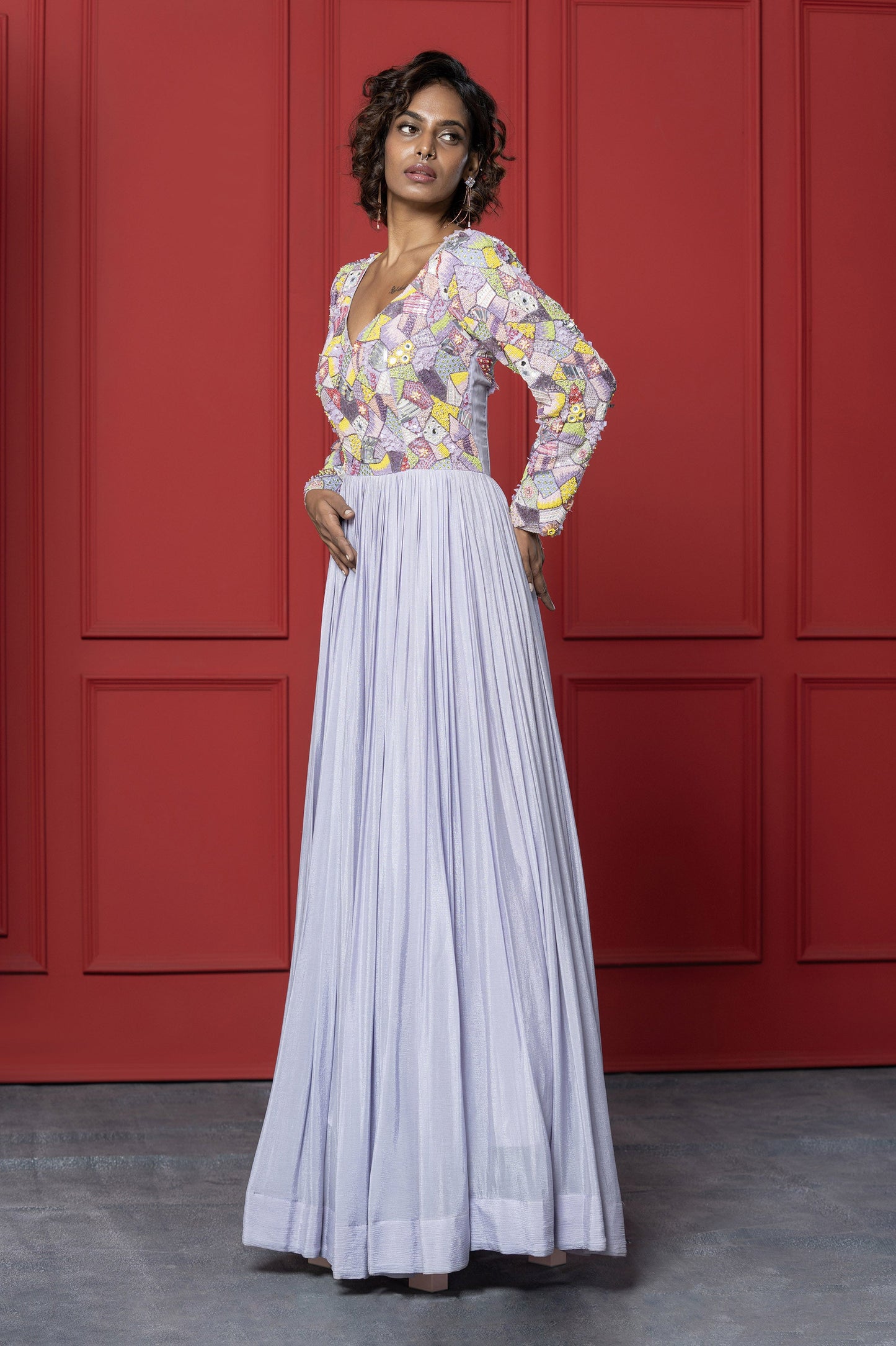 Lilac Chinnon Embroidered Ensemble