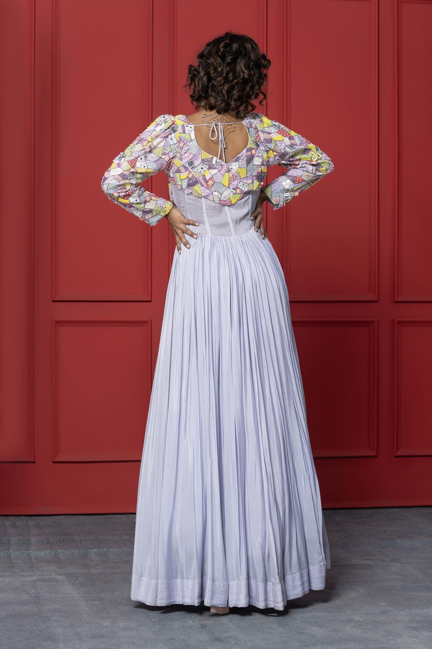 Lilac Chinnon Embroidered Ensemble