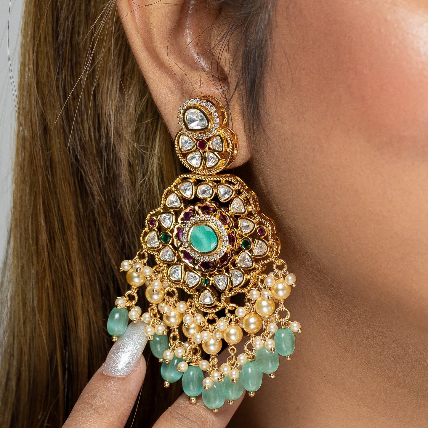 Zevar Club Exquisite Classy Kundan Pastel Blue Set