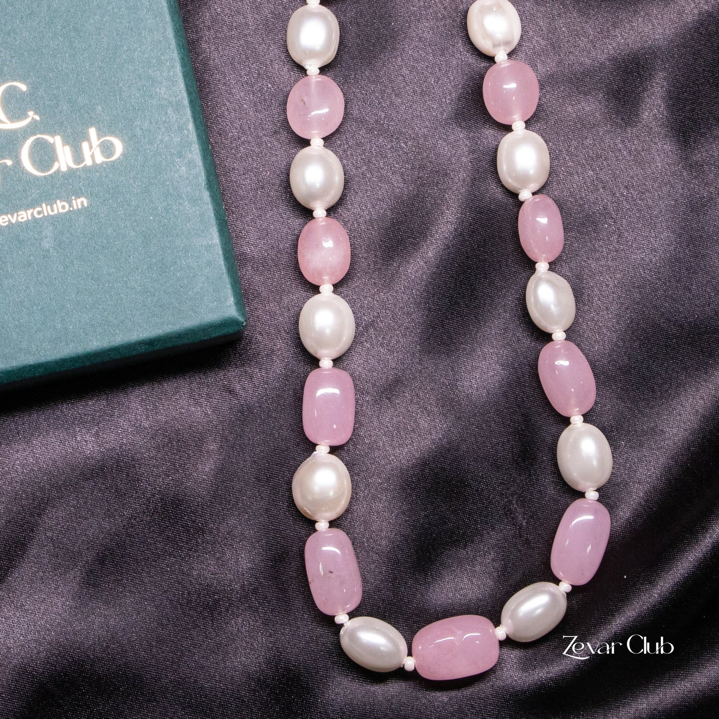 Zevar Club Semi Precious Pink Quartz Necklace