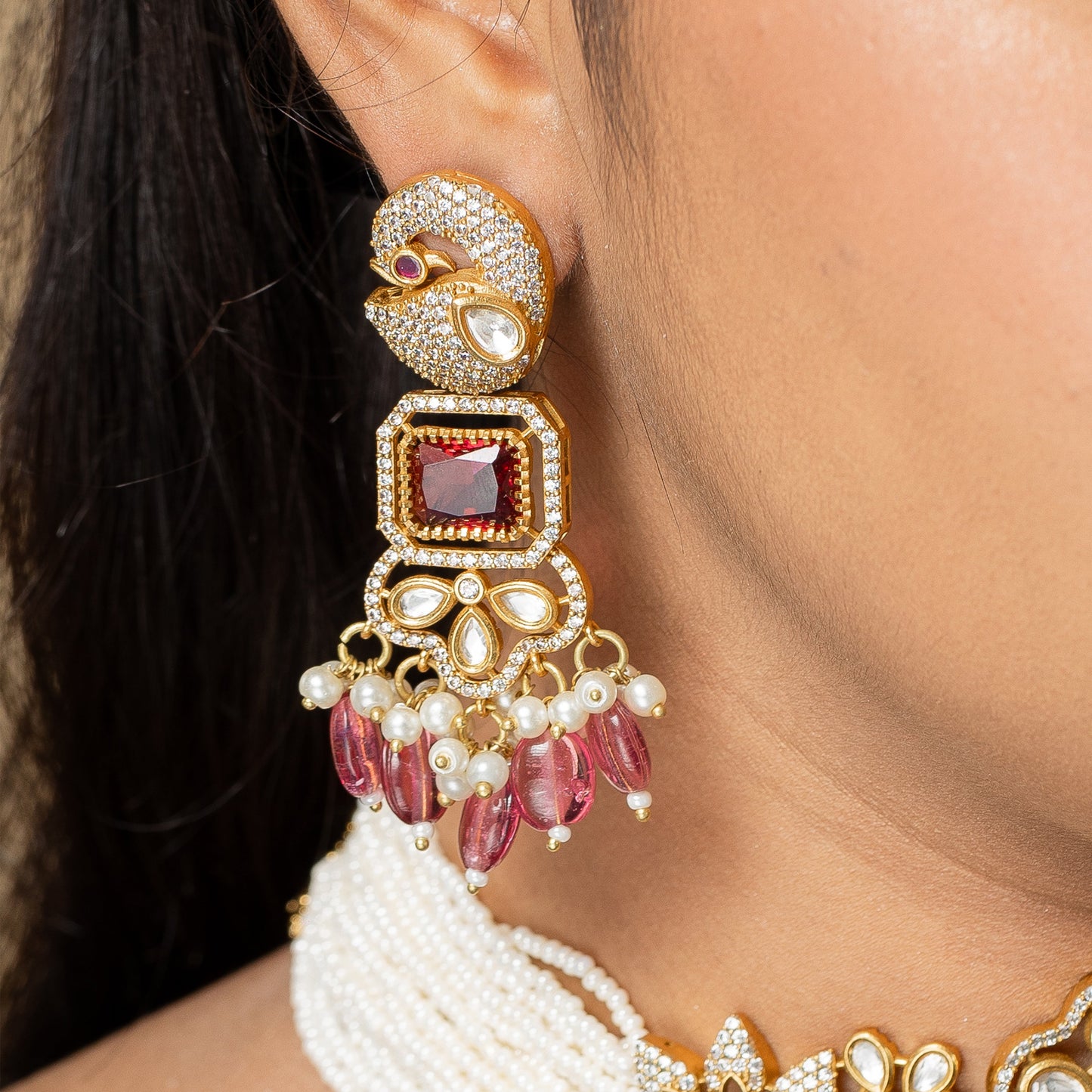 Zevar Club Ruby Victorian Fine Pearl Choker