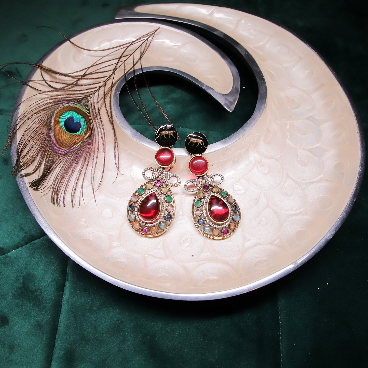 Zevar Club Sabysachi Inspired Cheetah Ruby Drop Earrings