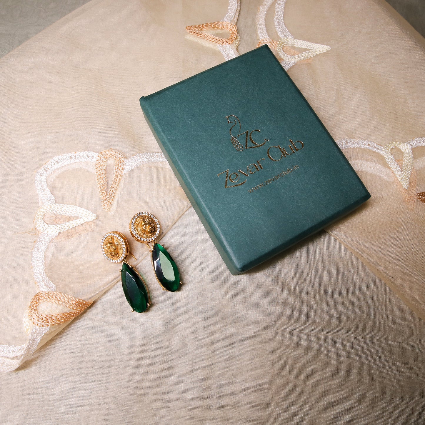 Zevar Club Chic Lion Motif Drop Earrings