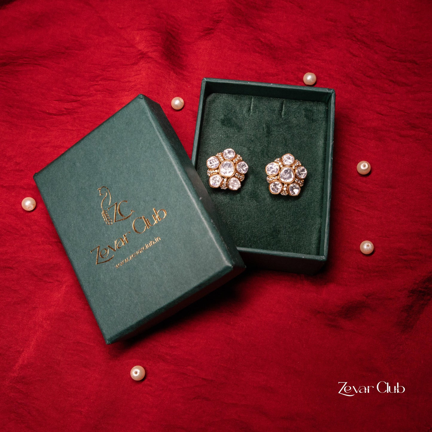 Zevar Club Reshmi Neutral Kundan Studs