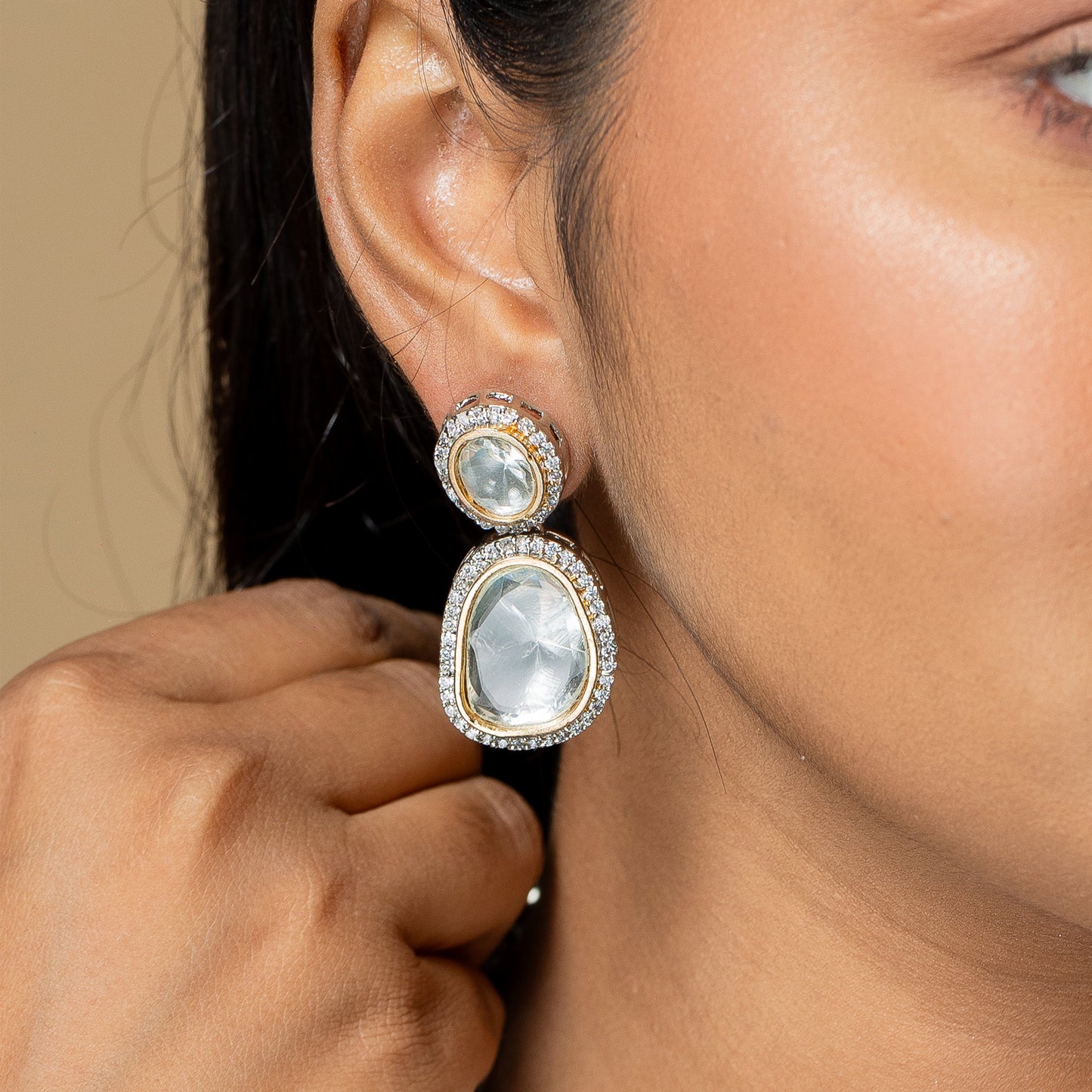 Zevar Club Semi Precious Faux Polki Neutral Set