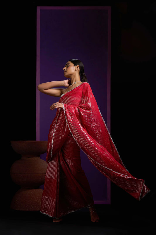 Red Shine Cotton Handloom Saree