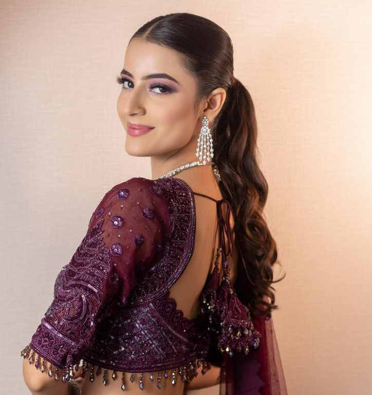 Wine Sequins Embroidery Soft Net Sangeet Lehenga