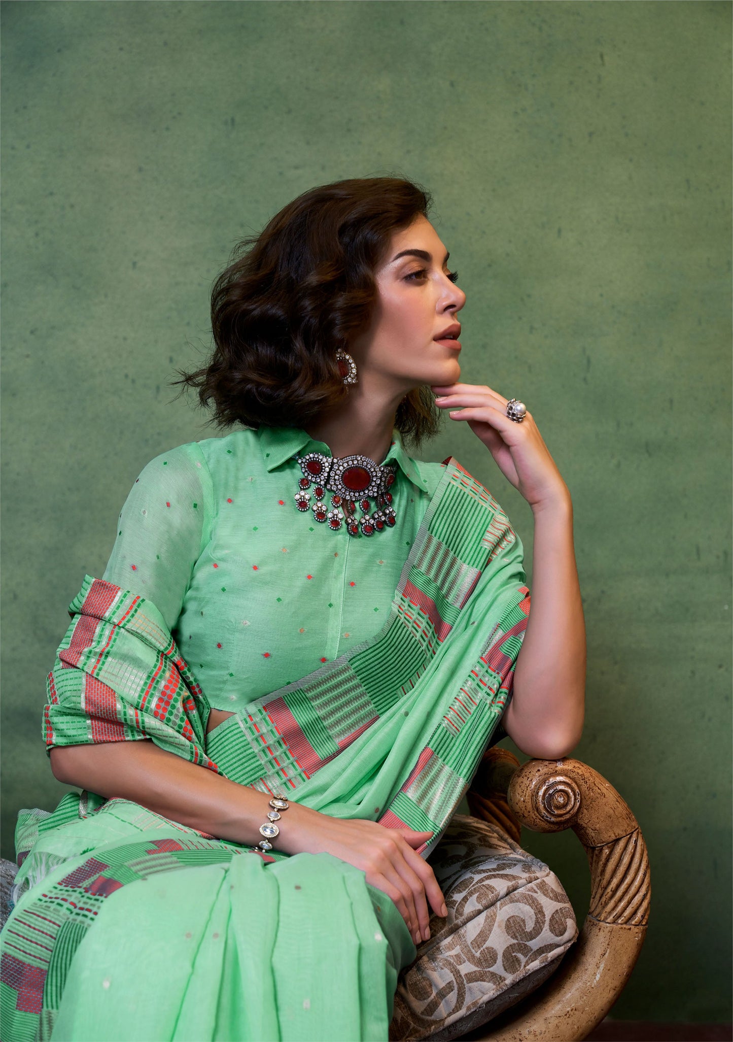 Green Khwaaish Spun Handloom Silk Saree