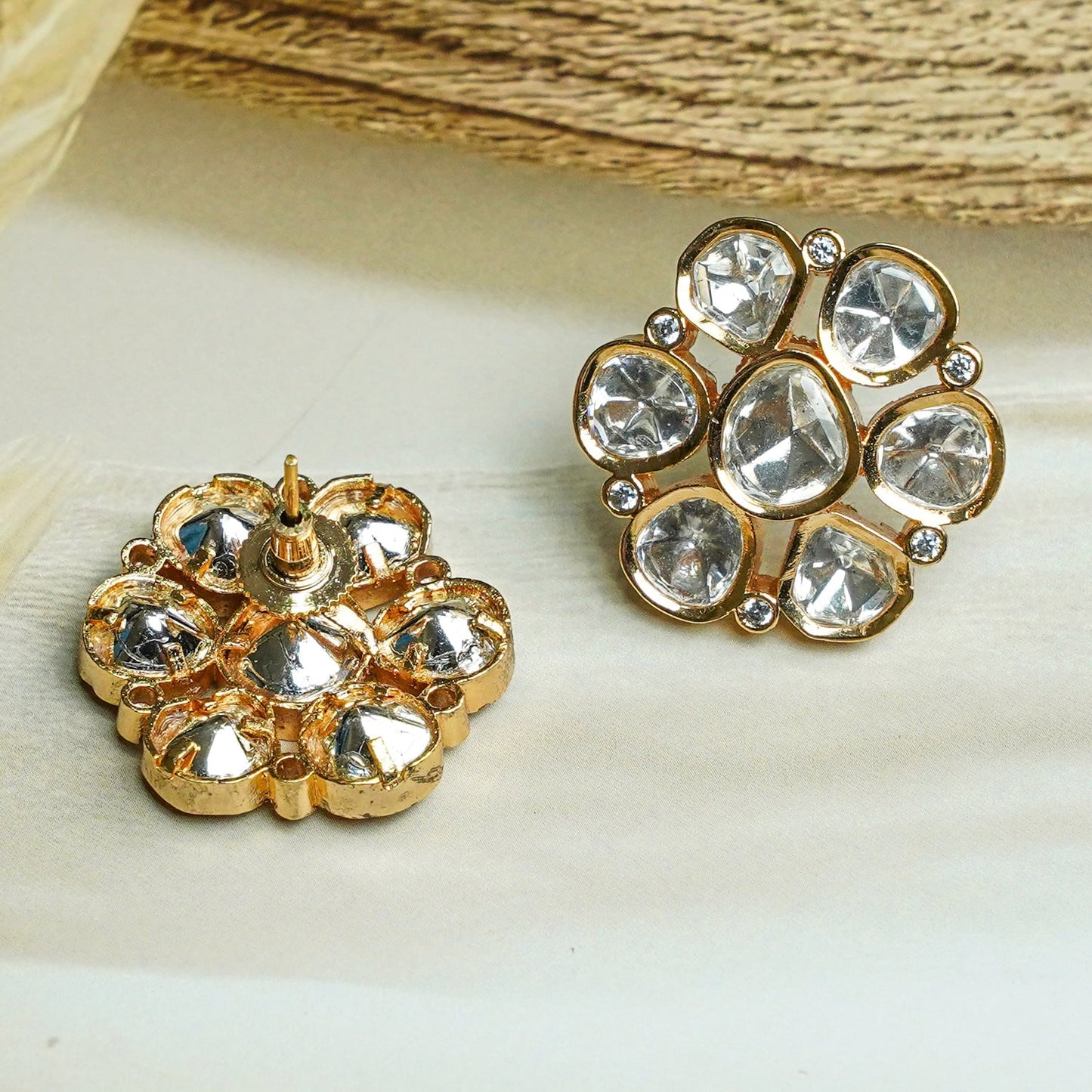 Zevar Club 12K Gold-Plated Statement Flower Shaped Studs