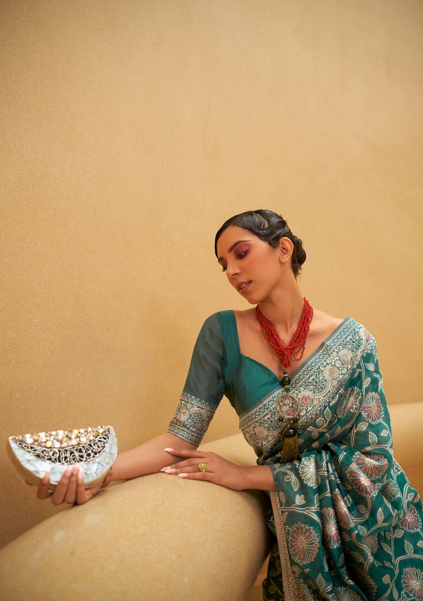 Green Kitasha Lucknowi Chikankari Saree