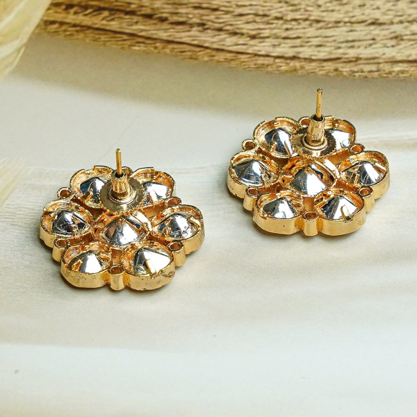 Zevar Club 12K Gold-Plated Statement Flower Shaped Studs