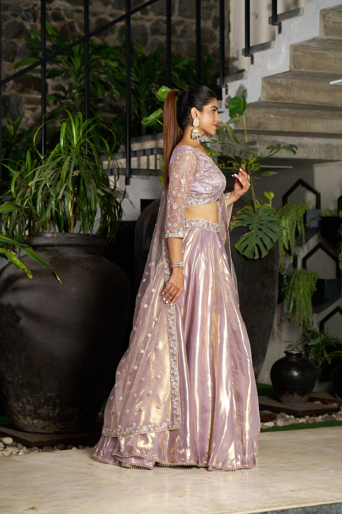 Purple Gold Eid Lehenga
