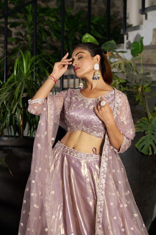 Purple Gold Eid Lehenga