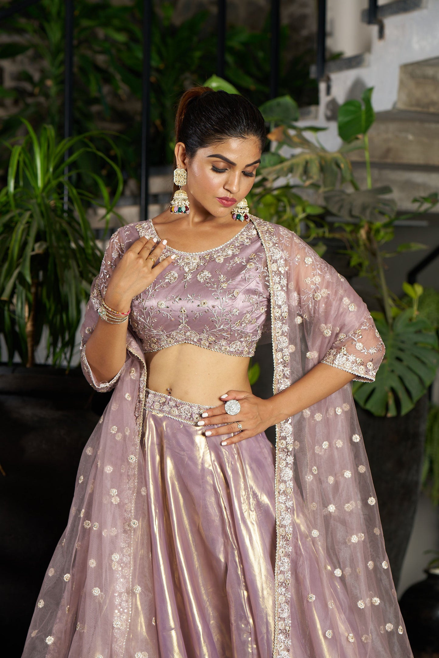 Purple Gold Eid Lehenga
