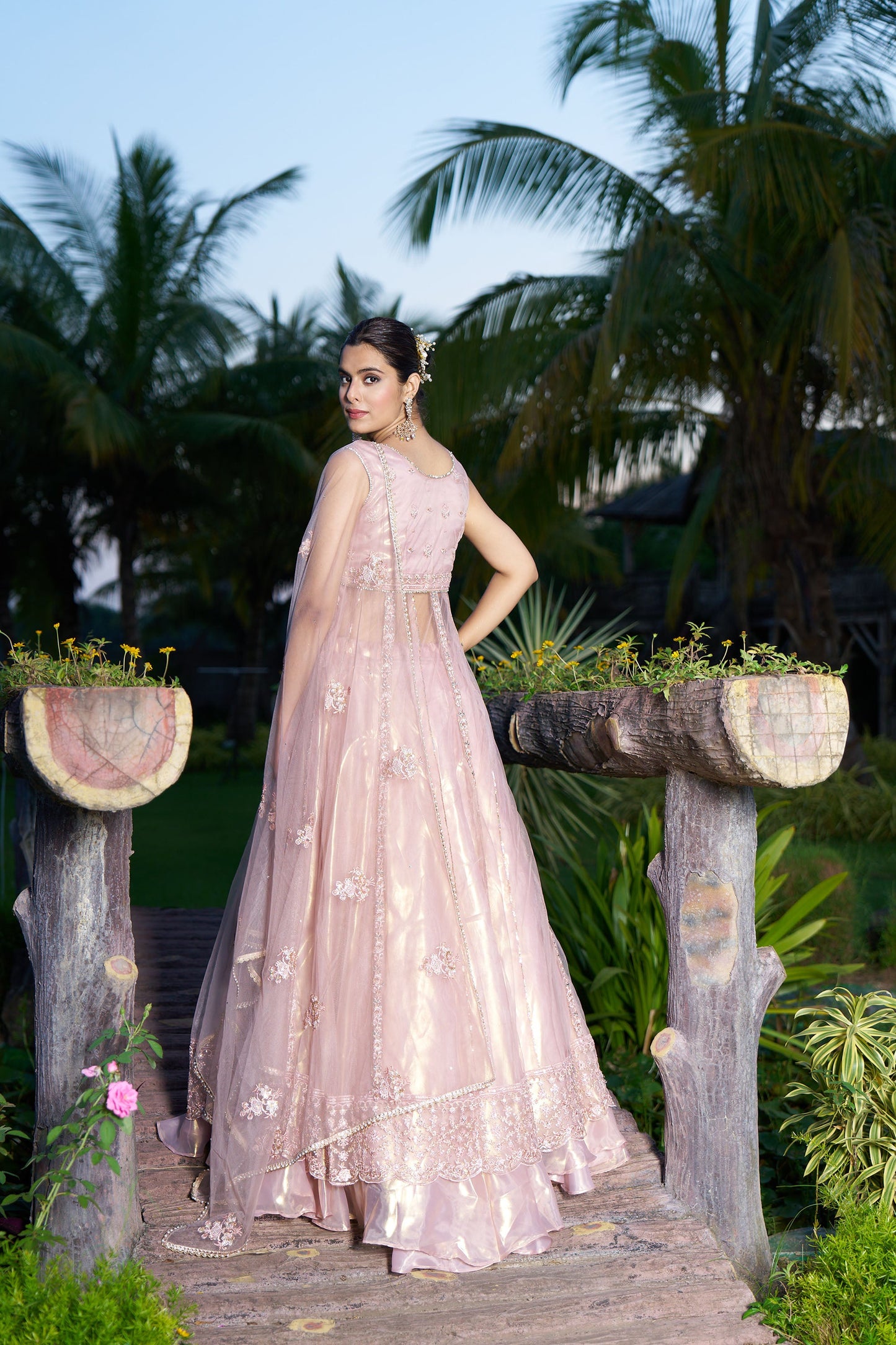 Peach Anarkali With Lehenga