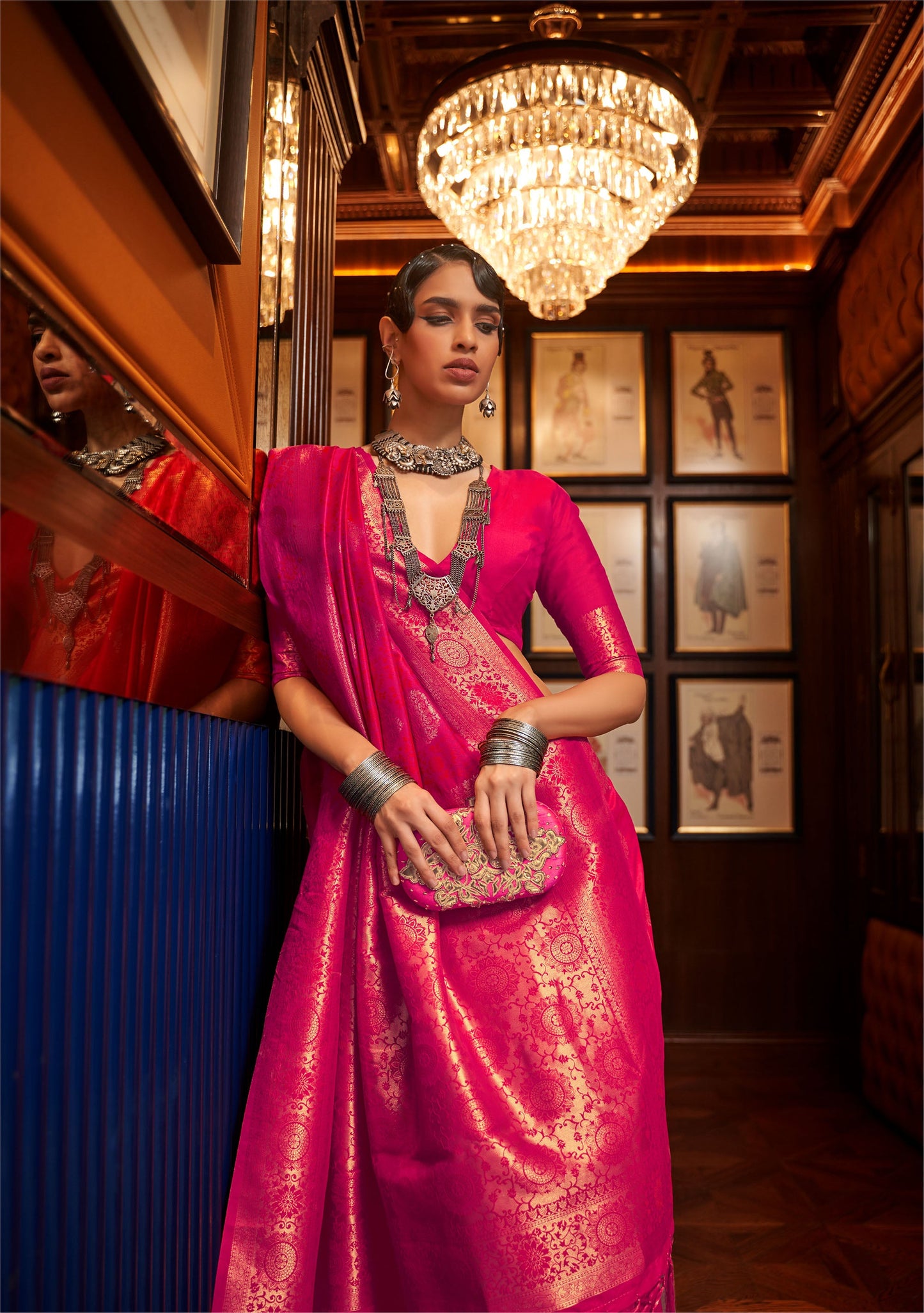 Red Kosmic Silk Handloom Saree