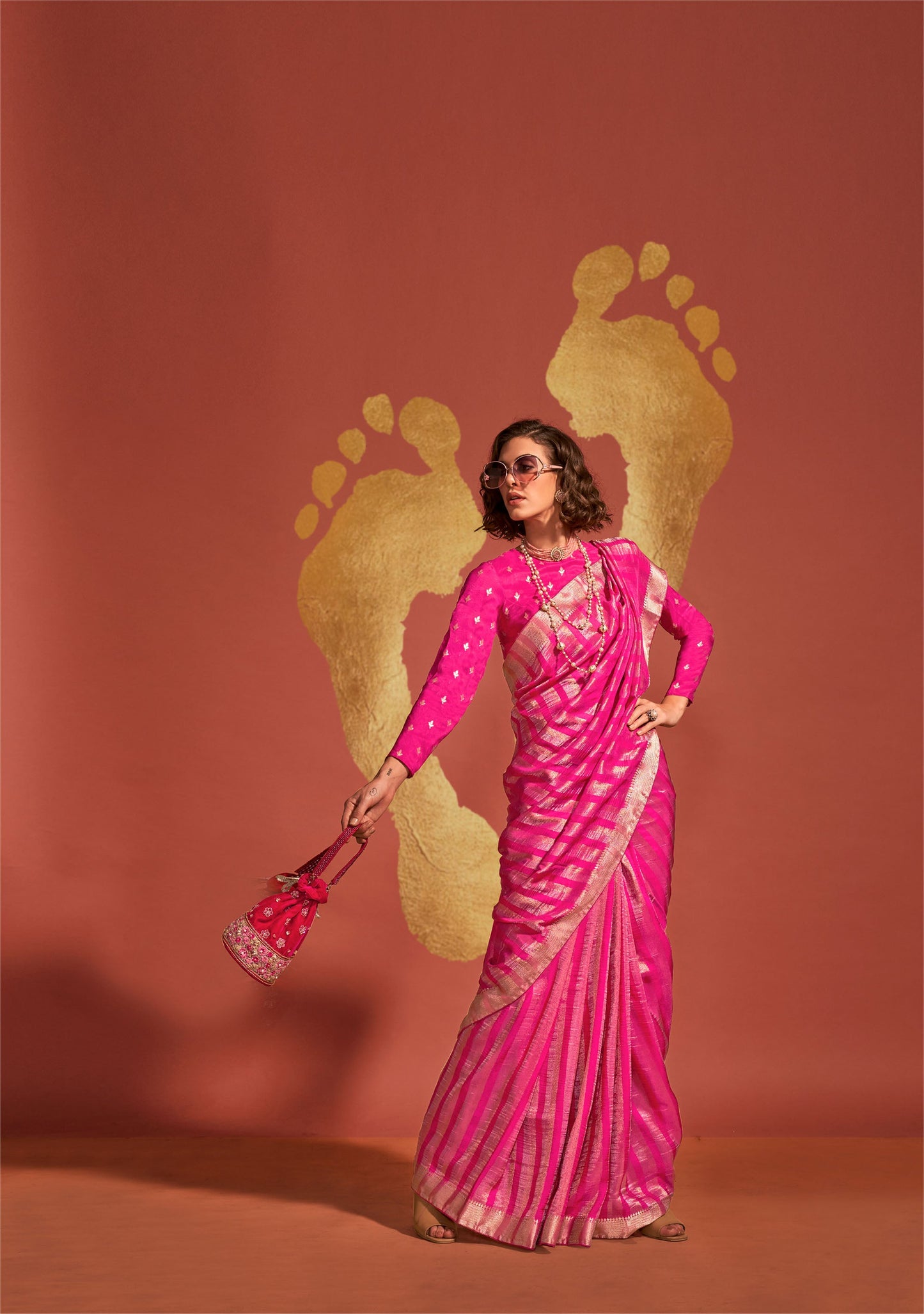 Pink Ksatsuma Pure Viscose Handloom Silk Saree