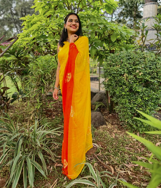 Dunes and Dhulias Yellow Saree