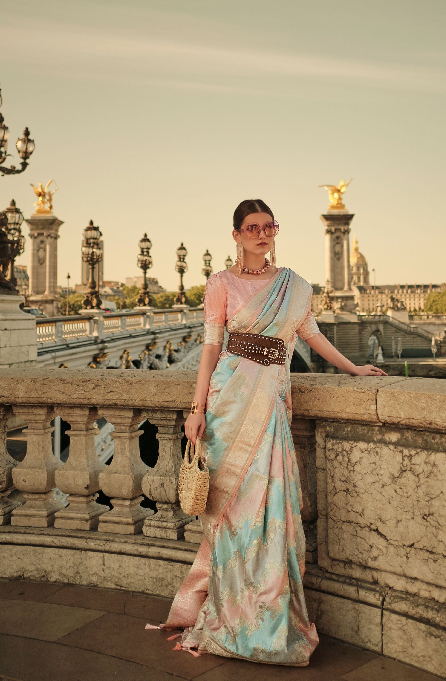 Peach Kiki Rangkat Handloom Silk Saree