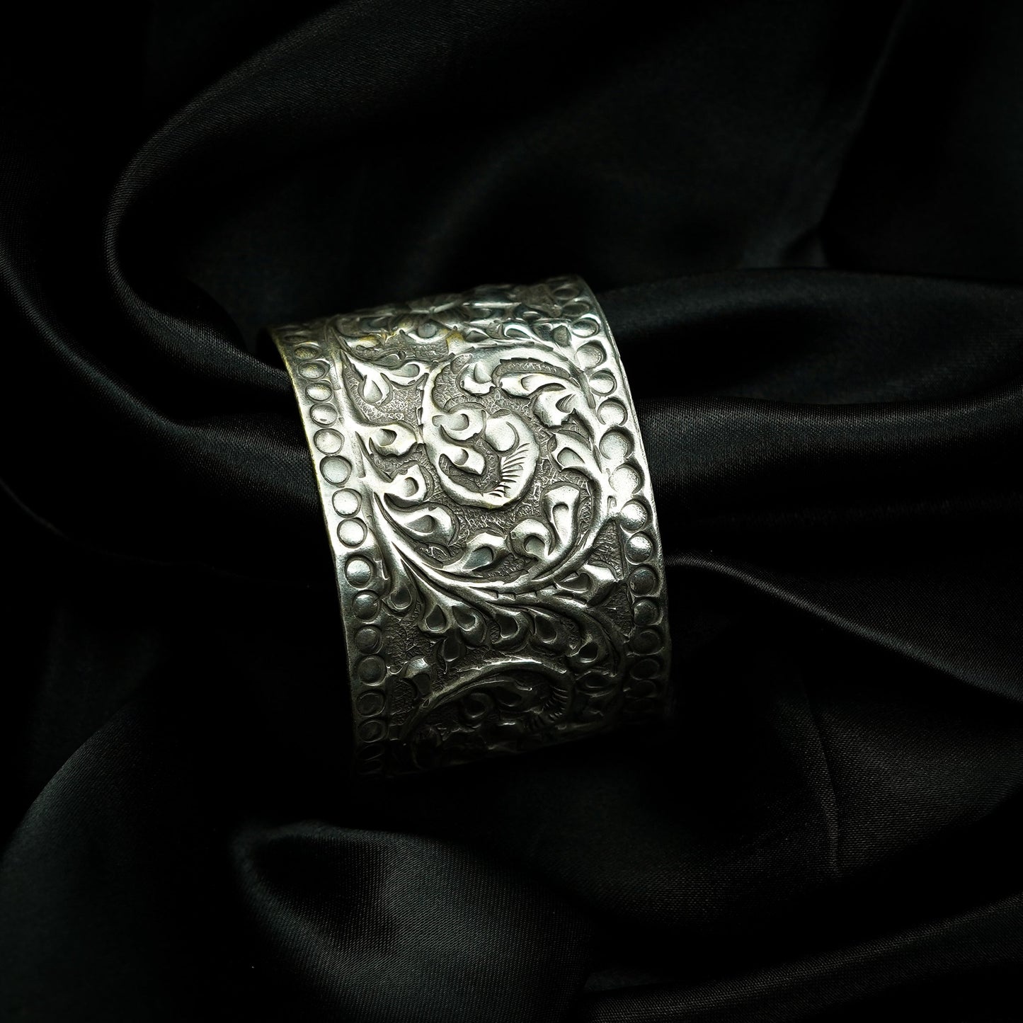 Zevar Club Silver Plated Jiya Handcrafted Adjustable Oxidised Kada Bracelet