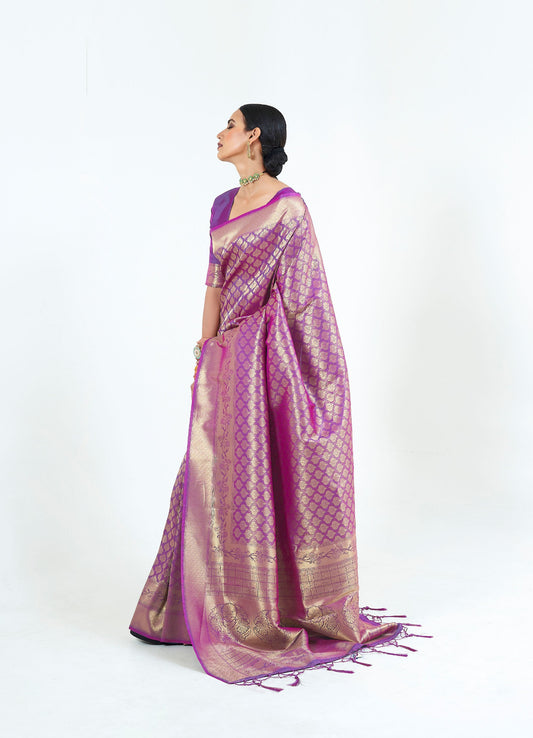 Purple Kumbhi Silk Handloom saree