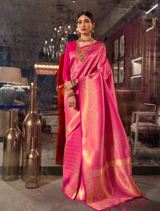 Pink Kandini Silk Handloom Saree