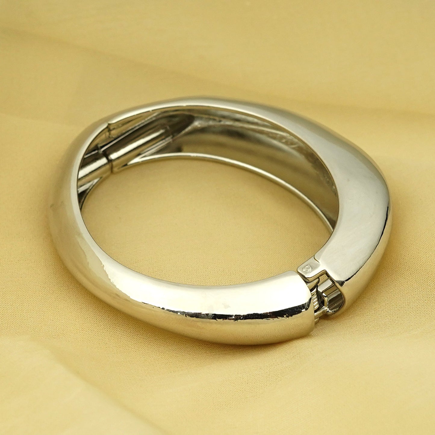 Zevar Club Silver Tone Stainless Steel Tarnish Free Waterproof Bold Dome Design Openable Statement Bracelet for Women