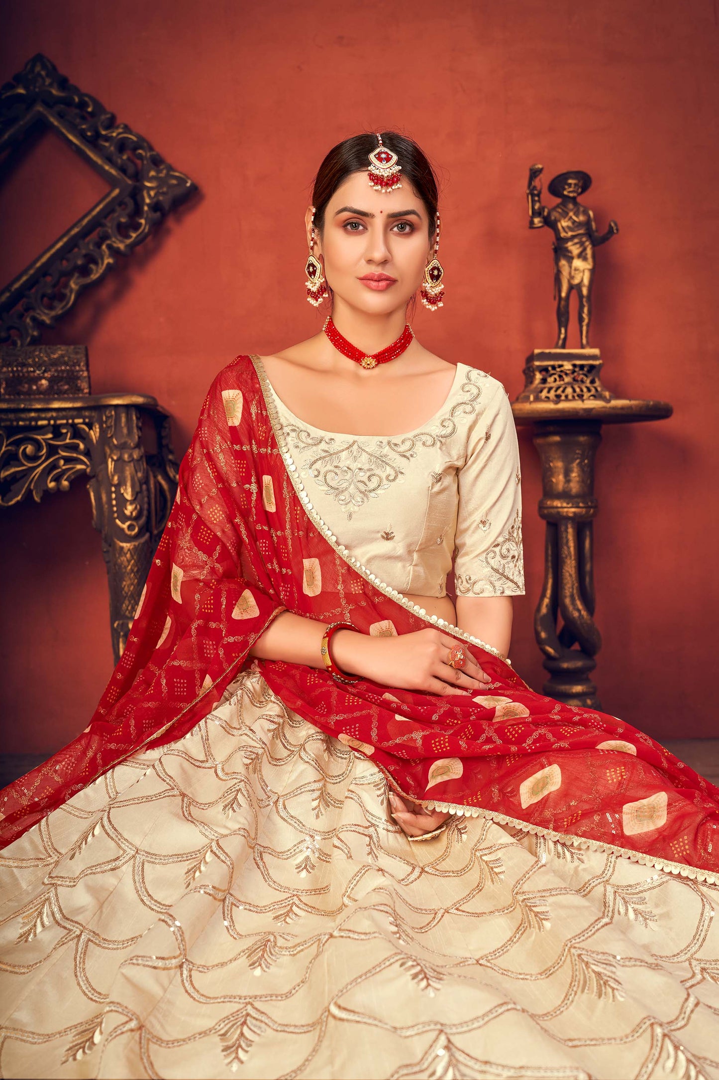 White Sequence Embroidered Lehenga Choli