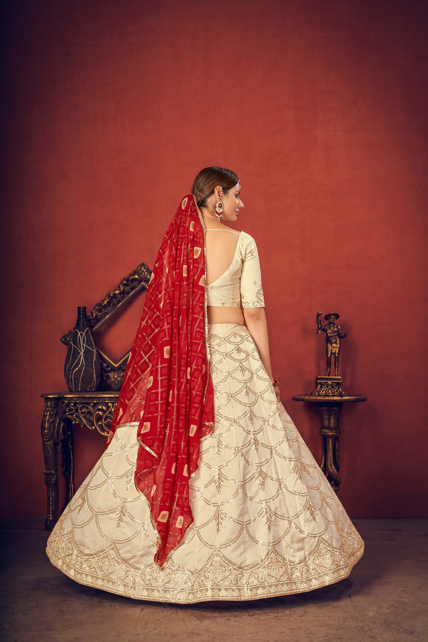 White Sequence Embroidered Lehenga Choli