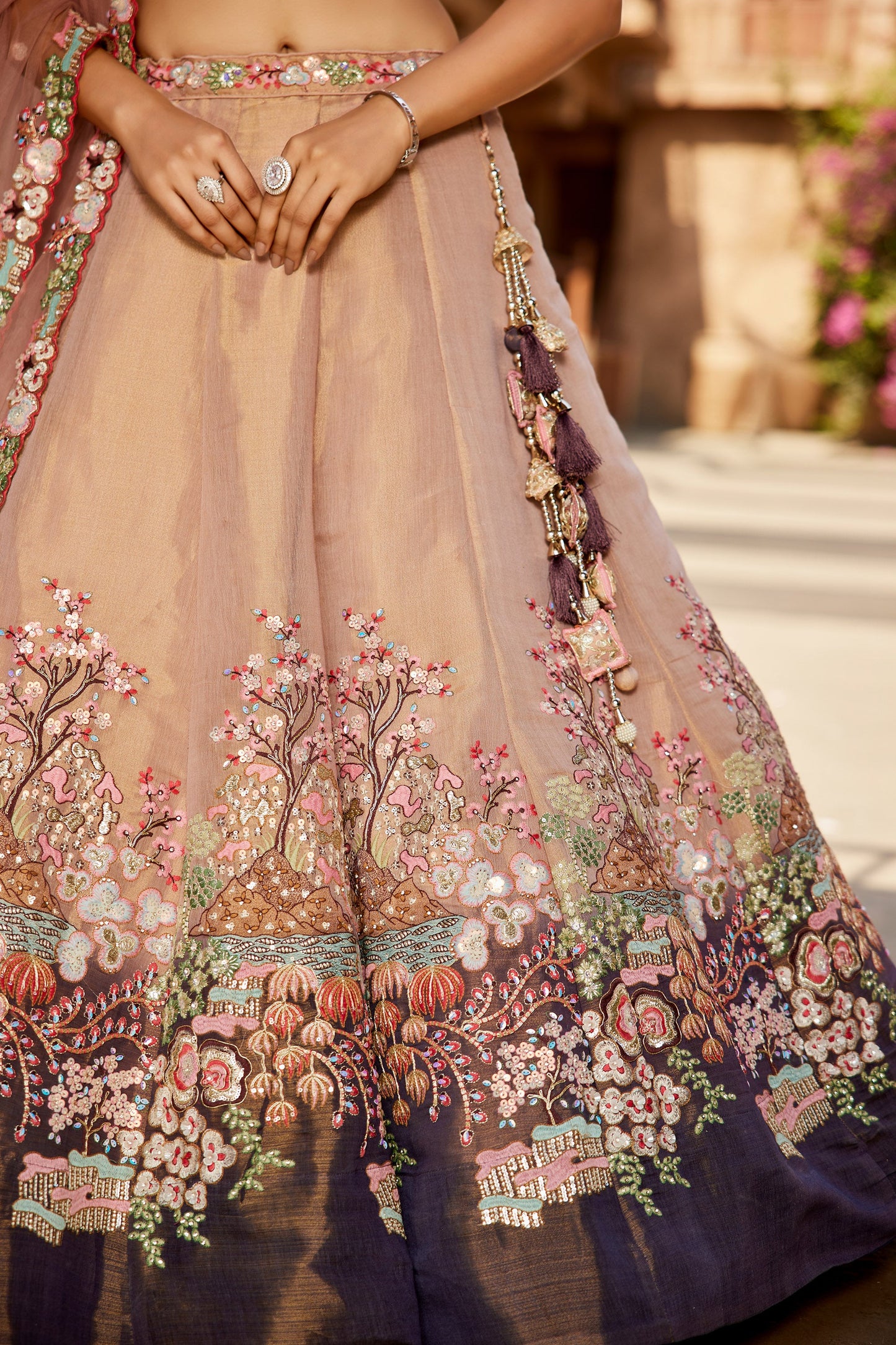 Purple Net Sequinse embroidery Lehenga choli & Dupatta