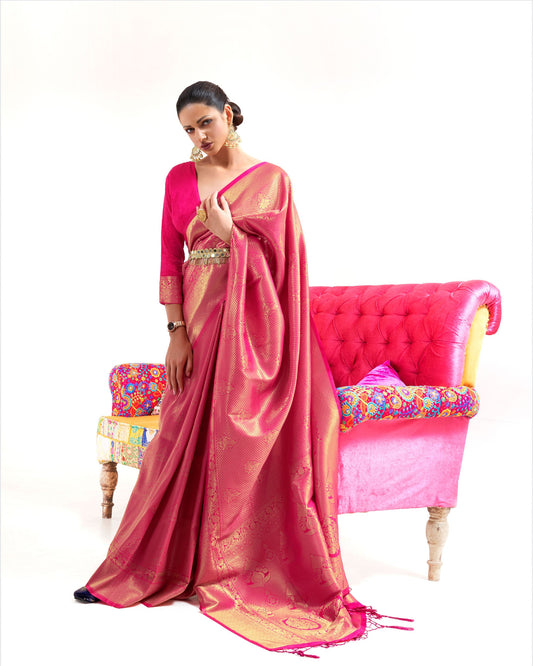 Pink Kuntal Silk Handloom Saree