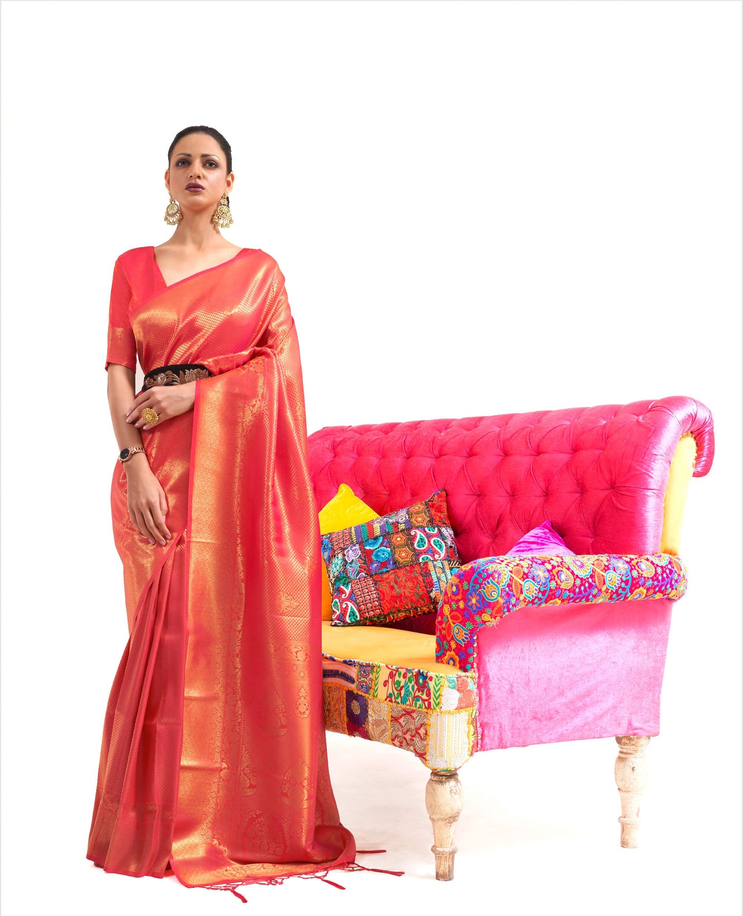 Red Kuntal Silk Handloom Saree