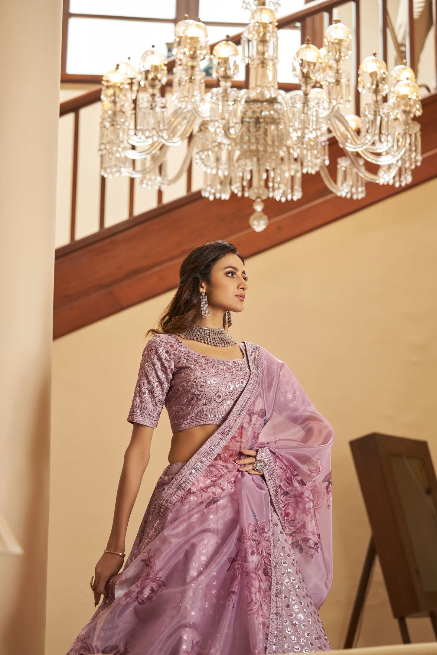 Dusty Pink Art Silk Lehenga