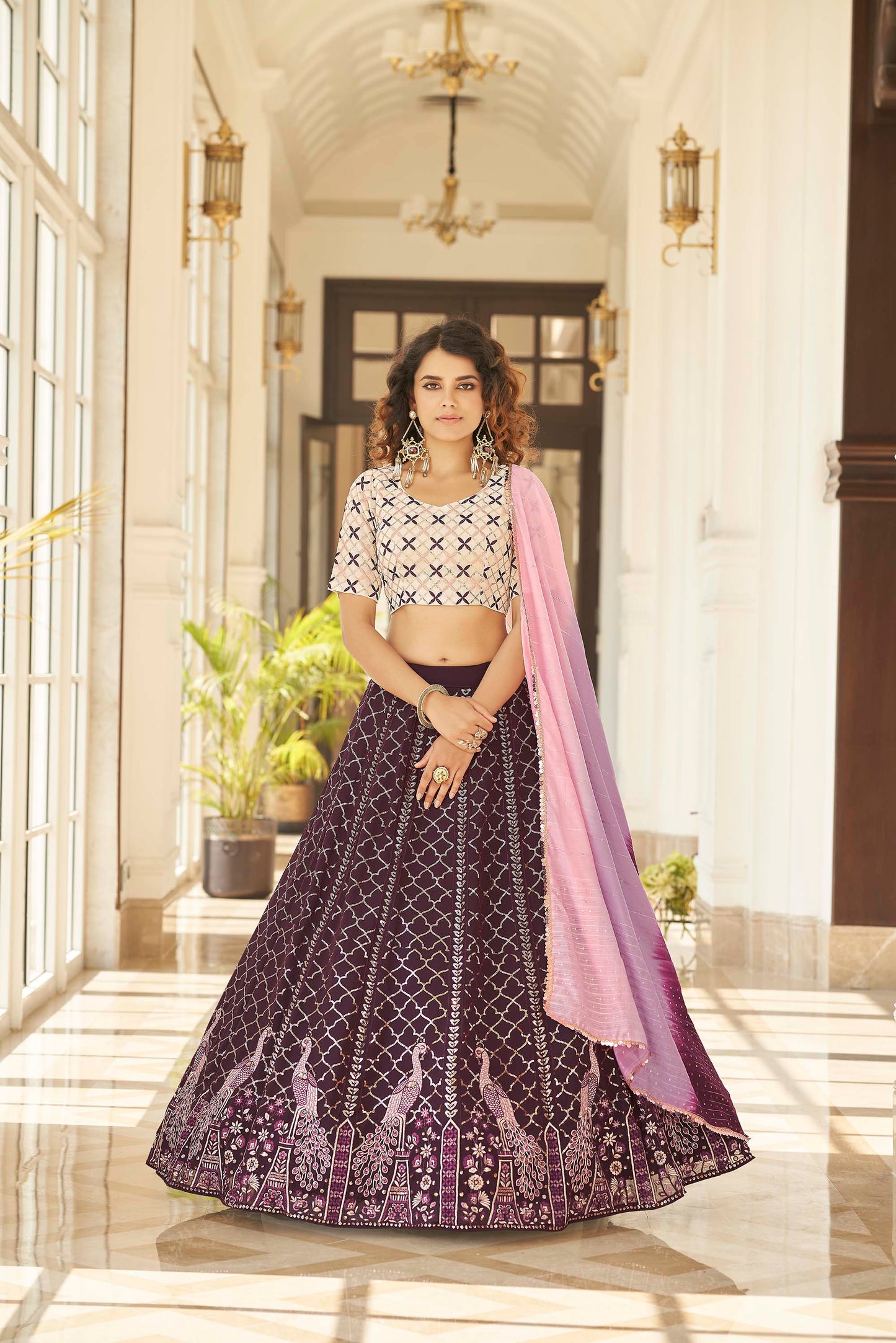 Purple Gota Embroidered Lehenga with Choli