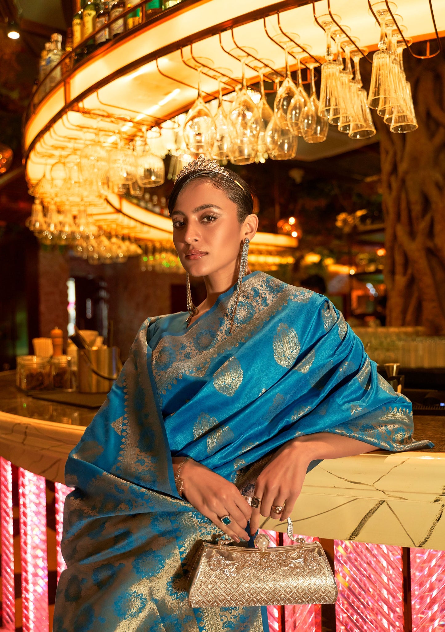 Teal Blue Kihaarika Silk Handloom Saree