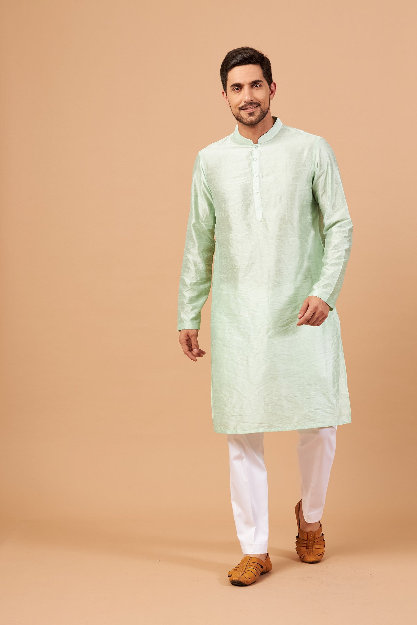 Green Raw Silk Casual ( only Kurta )