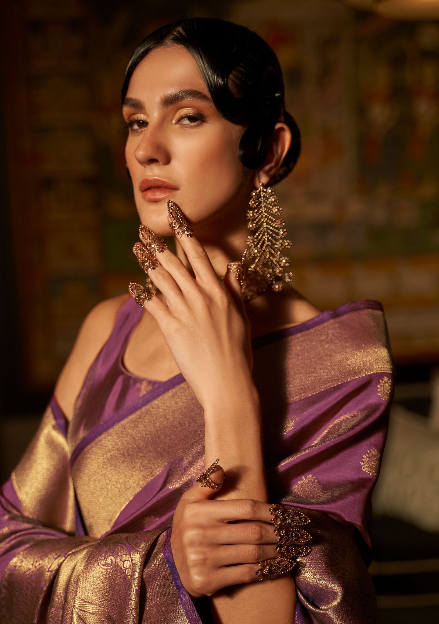 Purple Karnaaz Silk Zari Woven Saree