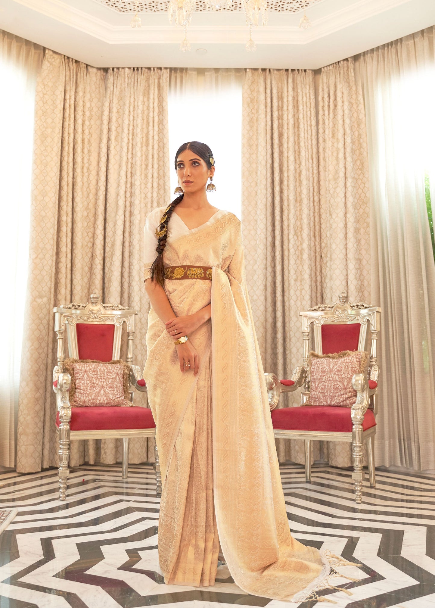 Beige Kaabha Silk Handloom Saree