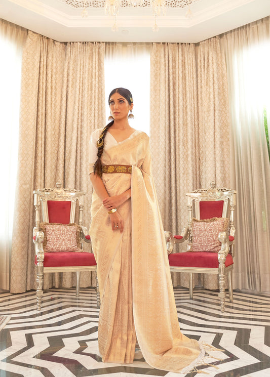 Beige Kaabha Silk Handloom Saree